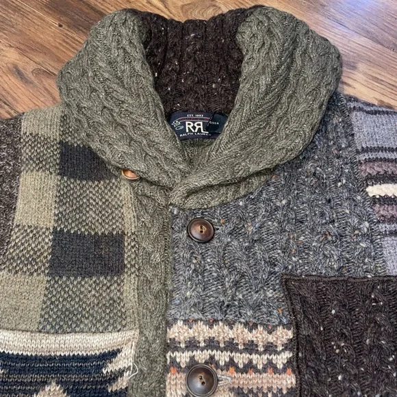 Ralph Lauren Double RL Multicolor Patchwork Cardigan - Picture 2 of 15